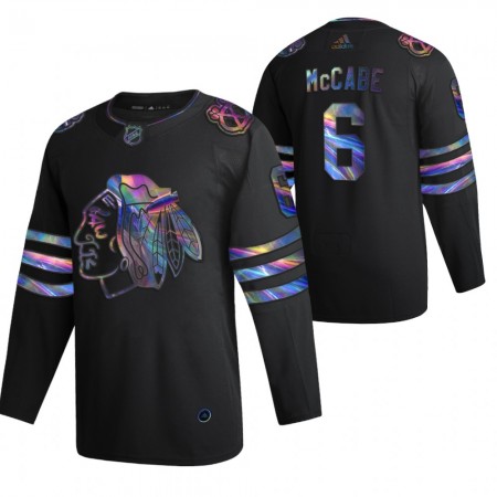 Pánské Hokejový Dres Chicago Blackhawks Jake McCabe 6 2021-22 Duhová holografická Černá Authentic